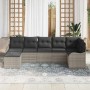 Conjunto de sofá de jardín con cojín 7 pcs Gris claro Poliratán