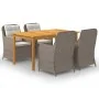 Juego de comedor para jardín 5 piezas marrón de vidaXL, Conjuntos de jardín - Ref: Foro24-3067818, Precio: 714,69 €, Descuent...