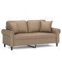 Sofá de 2 plazas con cojines cuero sintético capuchino 140 cm by , Sofas - Ref: Foro24-3200934, Price: 250,91 €, Discount: %
