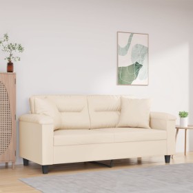 Sofá de 2 plazas con cojines tela de microfibra beige 140 cm by , Sofas - Ref: Foro24-3200976, Price: 299,79 €, Discount: %