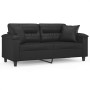 Sofá de 2 plazas con cojines cuero sintético negro 140 cm by , Sofas - Ref: Foro24-3200988, Price: 231,62 €, Discount: %