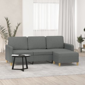 Sofá de 3 plazas con taburete de tela gris oscuro 180 cm by , Sofas - Ref: Foro24-3201193, Price: 329,51 €, Discount: %