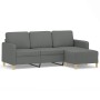 Sofá de 3 plazas con taburete de tela gris oscuro 180 cm by , Sofas - Ref: Foro24-3201193, Price: 329,51 €, Discount: %