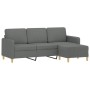 Sofá de 3 plazas con taburete de tela gris oscuro 180 cm by , Sofas - Ref: Foro24-3201193, Price: 329,51 €, Discount: %