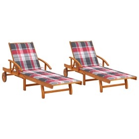 Tumbonas con cojines 2 unidades madera maciza de acacia von , Liegen - Ref: Foro24-3077343, Preis: 448,72 €, Rabatt: %