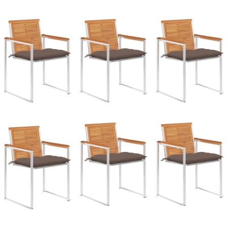Sillas de jardín y cojines 6 unidades madera maciza de acacia by , Garden chairs - Ref: Foro24-3078520, Price: 697,53 €, Disc...