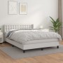 Cama box spring con colchón cuero sintético blanco 140x190 cm