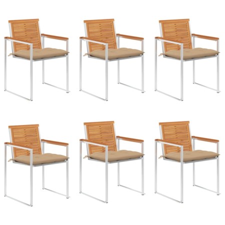 Sillas de jardín y cojines 6 unidades madera maciza de acacia by , Garden chairs - Ref: Foro24-3078515, Price: 681,23 €, Disc...