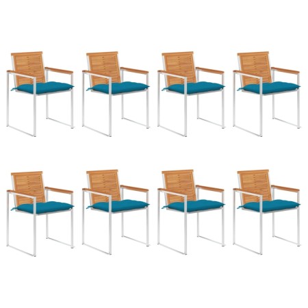 Sillas de jardín y cojines 8 unidades madera maciza de acacia by , Garden chairs - Ref: Foro24-3078543, Price: 910,14 €, Disc...
