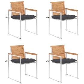 Sillas de jardín 4 unidades con cojines madera maciza teca von , Gartenstühle - Ref: Foro24-3078569, Preis: 556,62 €, Rabatt: %