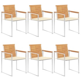 Sillas de jardín y cojines 6 unidades madera maciza de acacia by , Garden chairs - Ref: Foro24-3078583, Price: 818,90 €, Disc...