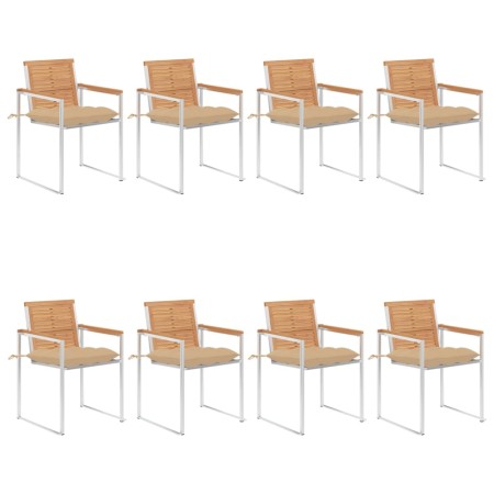 Sillas de jardín y cojines 8 unidades madera maciza de acacia by , Garden chairs - Ref: Foro24-3078626, Price: 1,00 €, Discou...