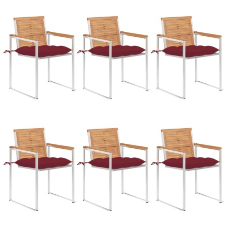 Sillas de jardín y cojines 6 unidades madera maciza de acacia by , Garden chairs - Ref: Foro24-3078605, Price: 841,76 €, Disc...