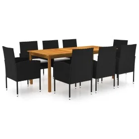 9-teiliges schwarzes Garten-Ess-Set von vidaXL, Gartensets - Ref: Foro24-3067929, Preis: 546,74 €, Rabatt: %