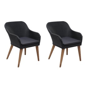 Sillas de jardín con cojines 2 unidades ratán sintético negro by , Garden chairs - Ref: Foro24-44153, Price: 202,26 €, Discou...