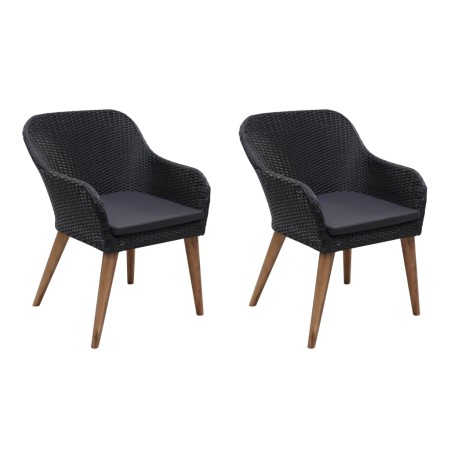 Sillas de jardín con cojines 2 unidades ratán sintético negro von , Gartenstühle - Ref: Foro24-44153, Preis: 202,26 €, Rabatt: %