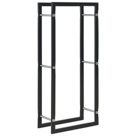 Leñero de acero negro 44x20x100 cm de , Bolsas y soportes de leña - Ref: Foro24-284700, Precio: 45,42 €