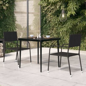 Mesa de comedor de jardín acero y vidrio negra 80x80x74 cm by , Garden tables - Ref: Foro24-318749, Price: 125,25 €, Discount: %