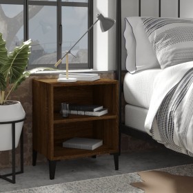 Mesitas de noche 2 uds patas de metal marrón roble 40x30x50 cm de , Mesitas de noche - Ref: Foro24-813109, Precio: 54,47 €, D...