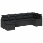 Conjunto de sofá de jardín con cojín 7 pcs Negro Poliratán