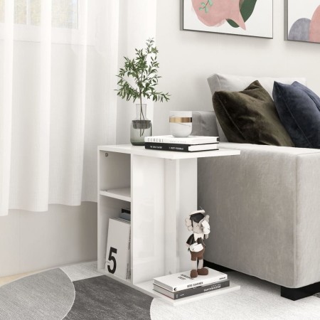 Mesa auxiliar madera contrachapada blanco brillante 50x30x50 cm de , Mesas auxiliares - Ref: Foro24-803026, Precio: 35,49 €, ...