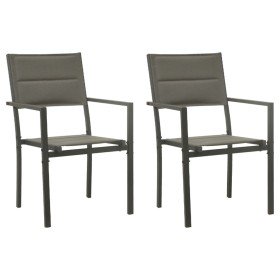 Sillas de jardín 2 unidades acero y textilene gris y antracita