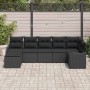 Conjunto de sofá de jardín con cojín 7 pcs Negro Poliratán