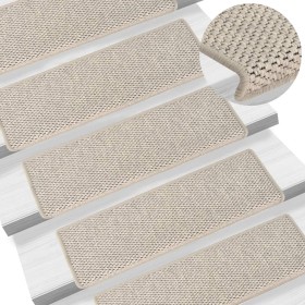 Alfombrilla autoadhesiva escalera sisal 15 uds 65x21x4 cm