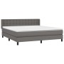 Cama box spring con colchón cuero sintético gris 160x200 cm