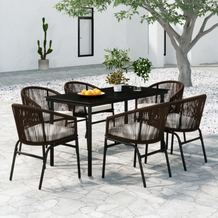 Juego de comedor de jardín 7 piezas marrón by , Garden sets - Ref: Foro24-3099230, Price: 820,76 €, Discount: %