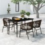 Juego de comedor de jardín 5 piezas con cojines marrón