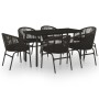 Juego de comedor para jardín 7 piezas negro
