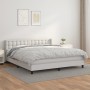 Cama box spring con colchón cuero sintético blanco 180x200 cm