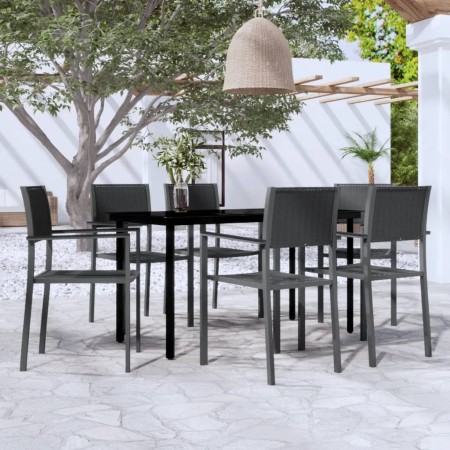 Juego de comedor para jardín 7 piezas negro by , Garden sets - Ref: Foro24-3099266, Price: 444,13 €, Discount: %