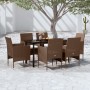 Juego de comedor de jardín 7 piezas con cojines marrón y negro de , Conjuntos de jardín - Ref: Foro24-3099302, Precio: 499,95...