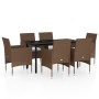 Juego de comedor de jardín 7 piezas con cojines marrón y negro de , Conjuntos de jardín - Ref: Foro24-3099302, Precio: 499,95...
