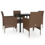 Juego de comedor de jardín 5 piezas con cojines marrón y negro by , Garden sets - Ref: Foro24-3099300, Price: 328,85 €, Disco...