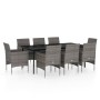 Juego de comedor para jardín 9 piezas con cojines gris y negro von , Gartensets - Ref: Foro24-3099316, Preis: 699,17 €, Rabat...