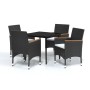 Juego de comedor de jardín 5 piezas con cojines negro von , Gartensets - Ref: Foro24-3099342, Preis: 302,79 €, Rabatt: %