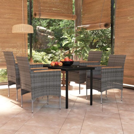 Juego de comedor para jardín 5 piezas con cojines gris y negro by , Garden sets - Ref: Foro24-3099337, Price: 384,36 €, Disco...