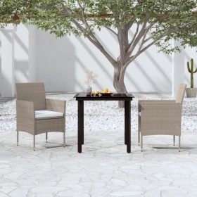 Juego de comedor de jardín 3 piezas con cojines beige y negro von , Gartensets - Ref: Foro24-3099293, Preis: 235,28 €, Rabatt: %