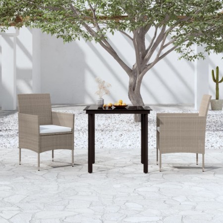 Juego de comedor de jardín 3 piezas con cojines beige y negro von , Gartensets - Ref: Foro24-3099293, Preis: 235,28 €, Rabatt: %
