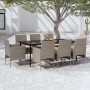 Juego de comedor para jardín 9 piezas y cojines beige y negro