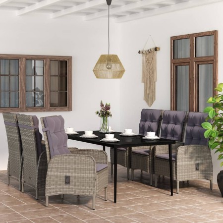 Juego de comedor de jardín 7 piezas con cojines gris y negro by , Garden sets - Ref: Foro24-3099375, Price: 945,34 €, Discoun...