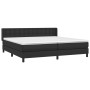 Cama box spring con colchón cuero sintético negro 200x200 cm