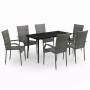 Juego de comedor de jardín 7 piezas con cojines gris y negro by , Garden sets - Ref: Foro24-3099410, Price: 383,33 €, Discoun...