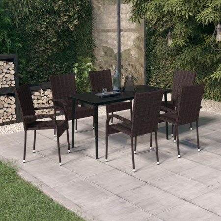 Juego de comedor de jardín 7 piezas marrón y negro by , Garden sets - Ref: Foro24-3099404, Price: 392,72 €, Discount: %