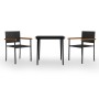 Juego de comedor de jardín 3 piezas negro de , Conjuntos de jardín - Ref: Foro24-3099419, Precio: 234,86 €, Descuento: %