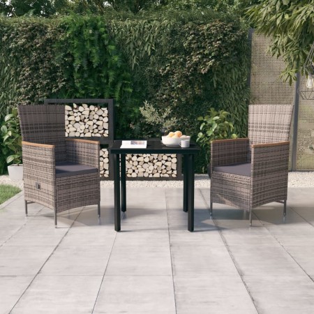 Juego de comedor de jardín 3 piezas con cojines gris by , Garden sets - Ref: Foro24-3099431, Price: 370,33 €, Discount: %