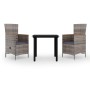 Juego de comedor de jardín 3 piezas con cojines gris by , Garden sets - Ref: Foro24-3099431, Price: 370,33 €, Discount: %